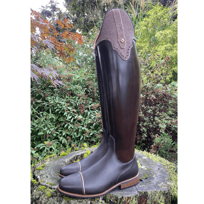 Custom DeNiro Winter Bellini Dressage Boot- Brushed Brown with Iride Pink America Top