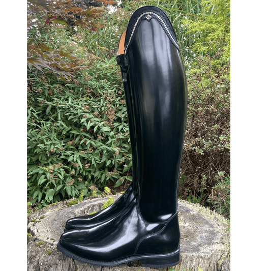 Custom Bellini Dressage Boot - Brushed Black with Glitter Black & Swarovski Rondine Top