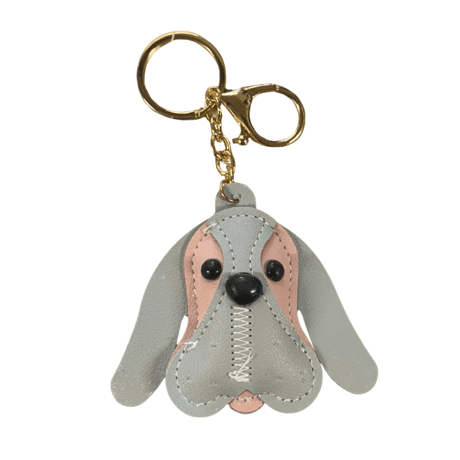 Leather Dog Keychain - Grey