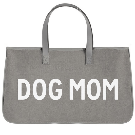 Grey Canvas Tote - Dog Mom