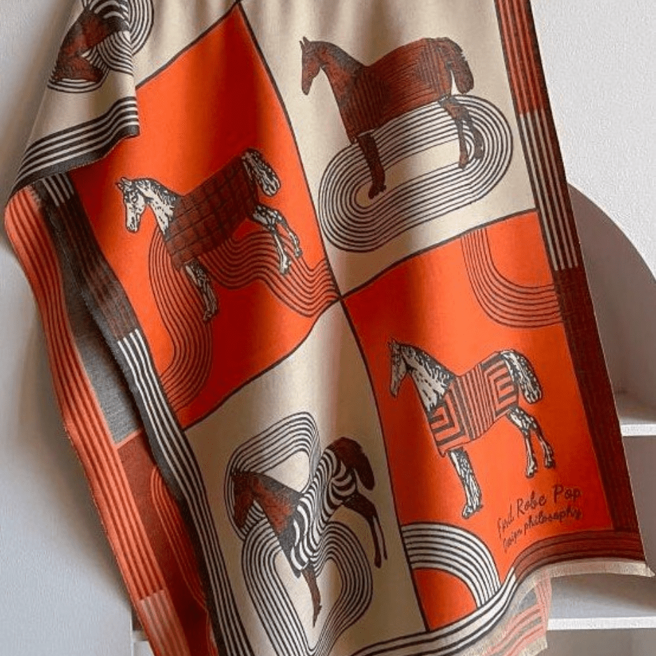 Orange and Gray Horse Scarf