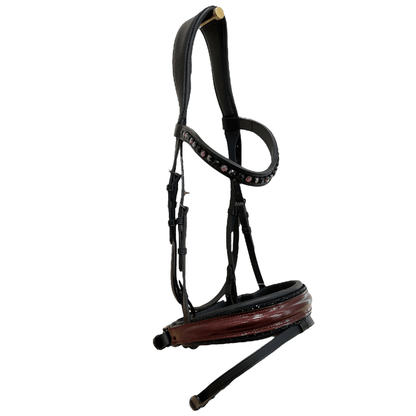 Otto Schumacher Tokyo Snaffle Bridle Nightline Black Hardware with Patent Bordeaux