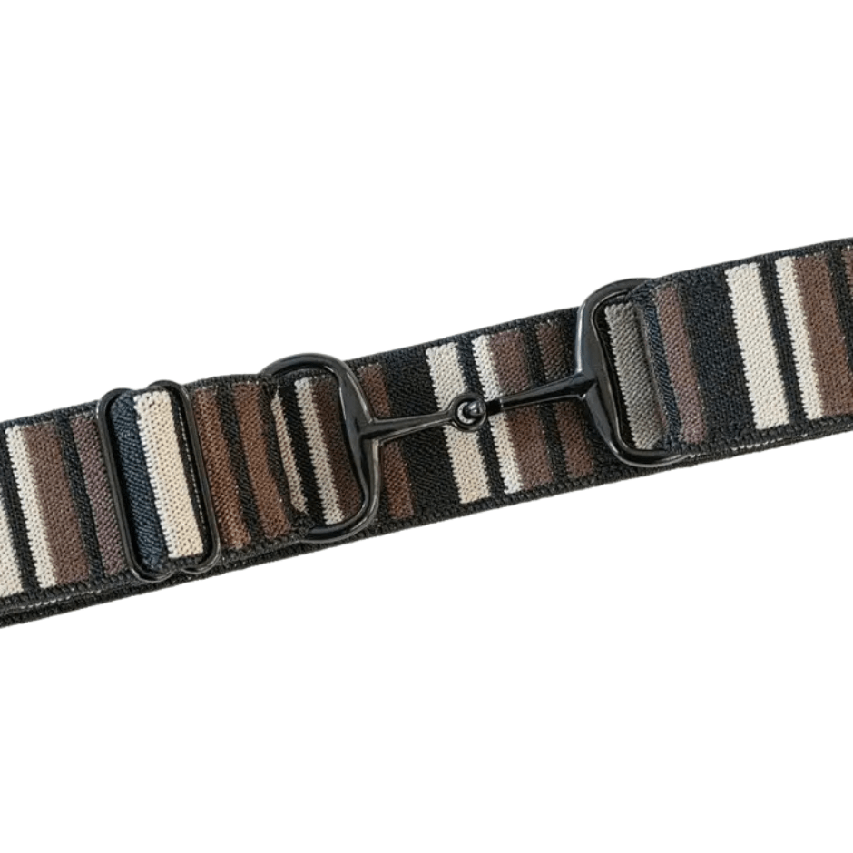 Ellany 1.5" Stirrup Elastic Belt - Black & Brown Stripes