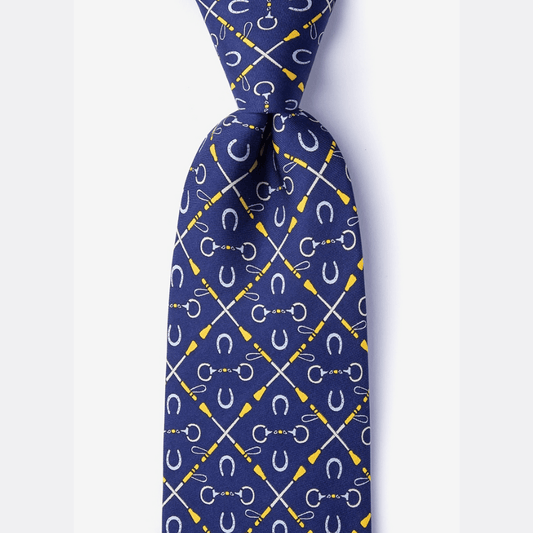 Equestrian Men's Necktie - Navy Blue Bits