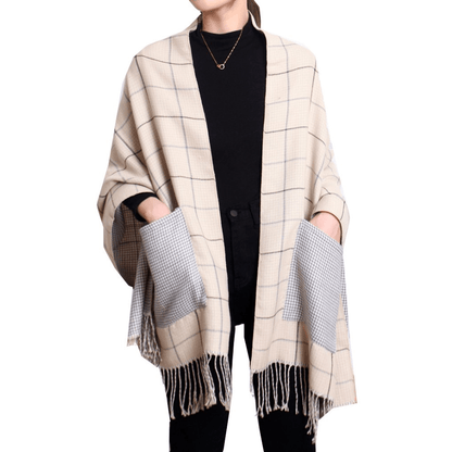 Reversible Pocket Wrap - Ivory Country Plaid 