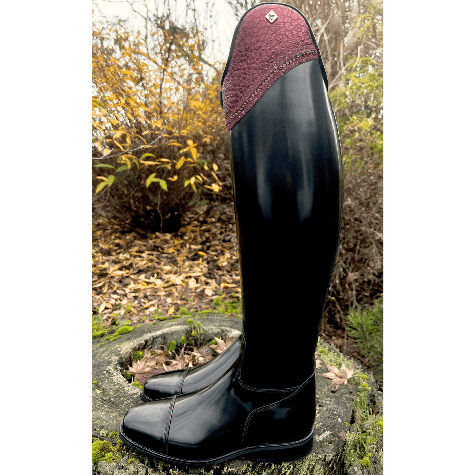 Custom DeNiro Raffaello Dressage Boot - Bordeaux Buongiorno Leather with Swarovski