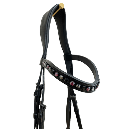 Otto Schumacher Tokyo Snaffle Bridle Nightline Black Hardware with Patent Bordeaux