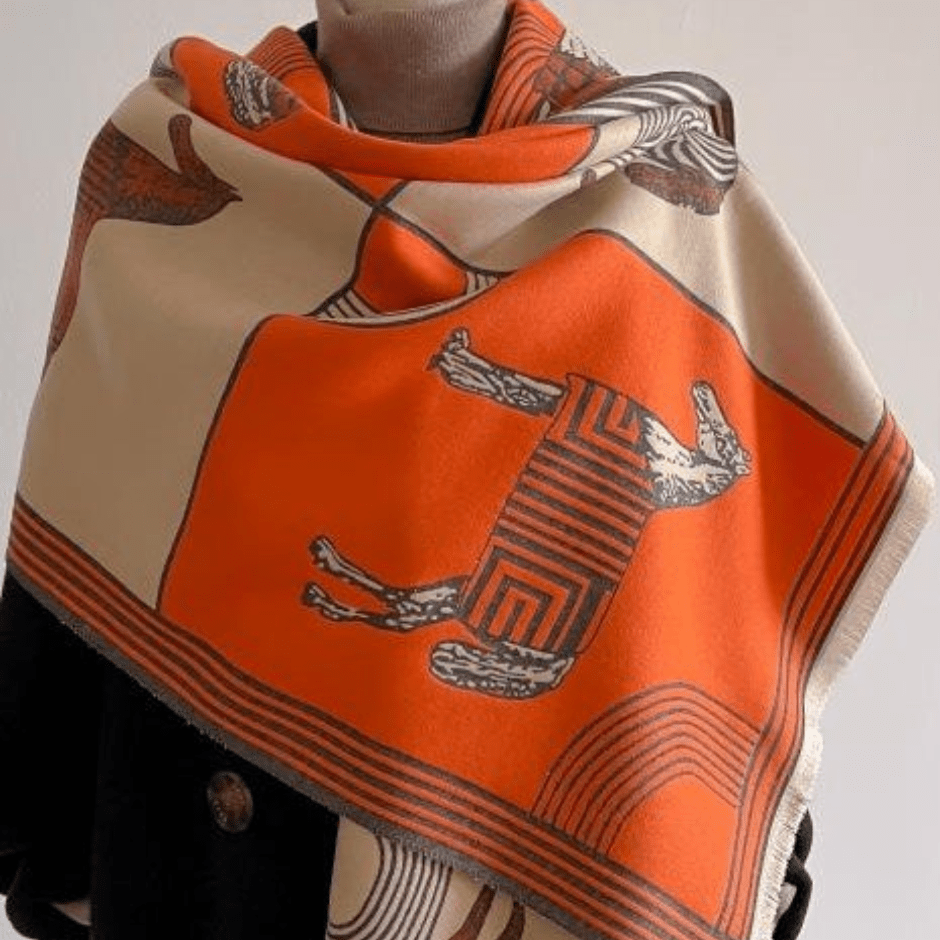 Orange and Gray Horse Scarf