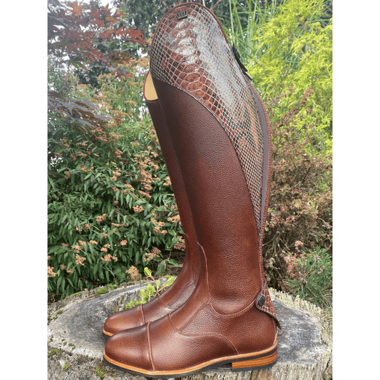 Custom Kingsley Olbia 01 Dress Boot - Paxson Chestnut with Python Top