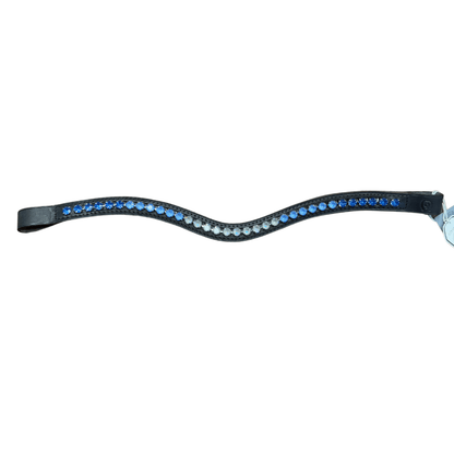 Otto Schumacher Browband - XL 8mm Tiffany Shade Blue Ombre in Black - Horse