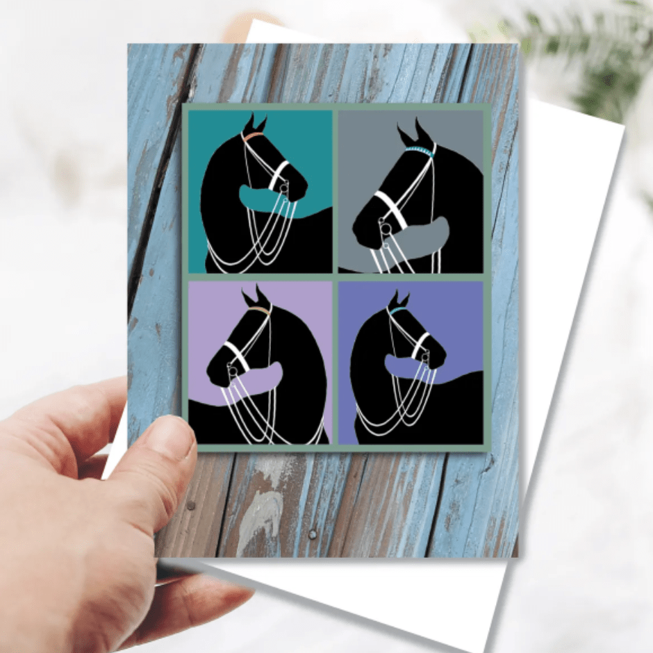 Birthday Card - Black Horse in Double Bridle