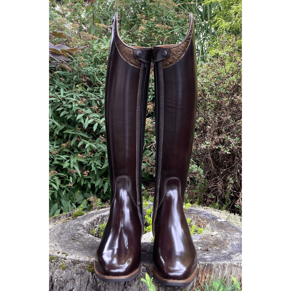 Custom DeNiro Bellini Dressage Boot - Brushed Brown with Caramello Graffiti  Top - 38 MC/S