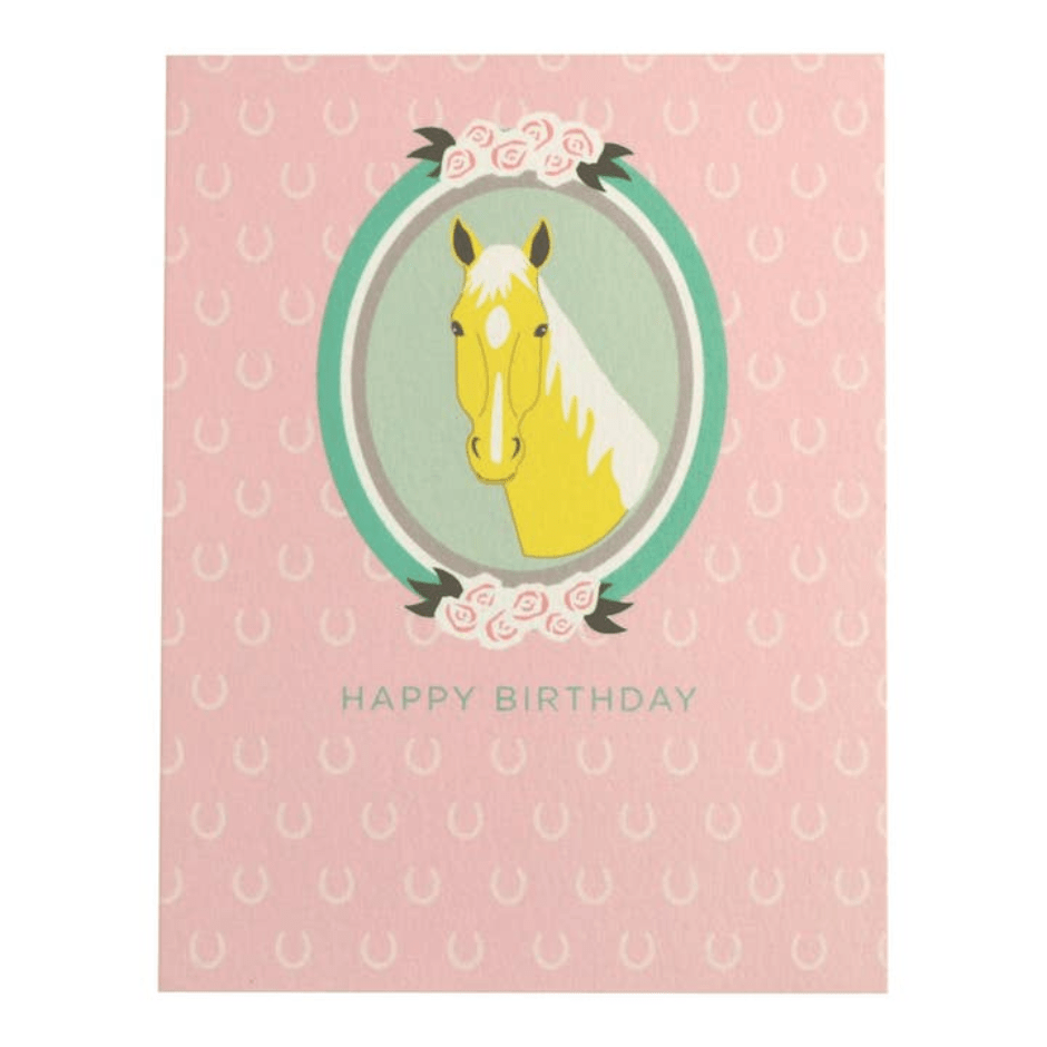 Horse Birthday Card Floral Palomino