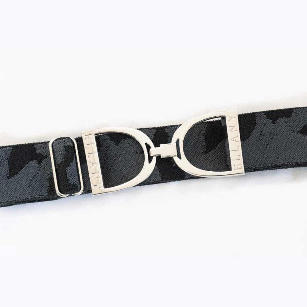 Ellany 1.5" Stirrup Elastic Belt - Black Camo & Silver