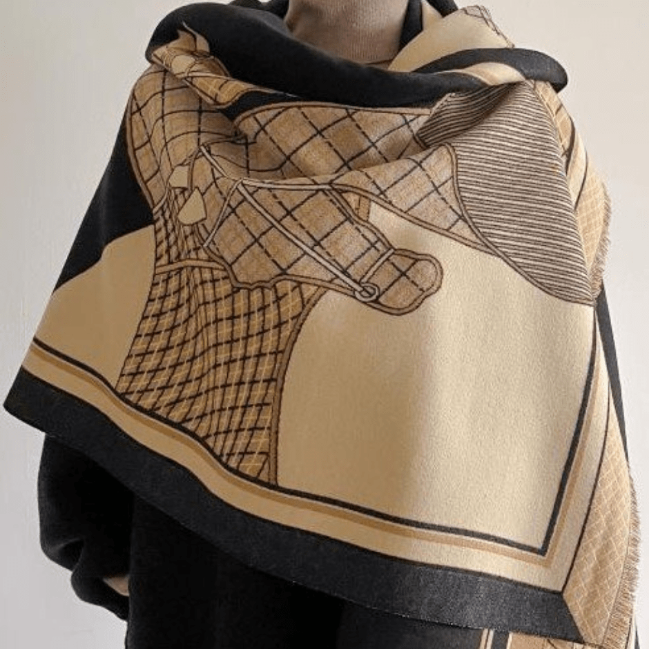 Tan and Black Horse Scarf