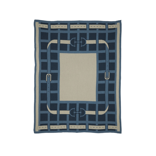 Equestrian Lattice Blanket - Blue/Cream