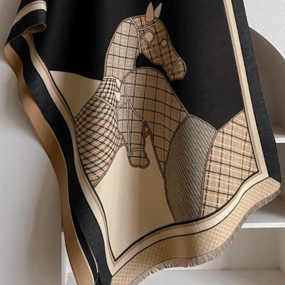 Tan and Black Horse Scarf