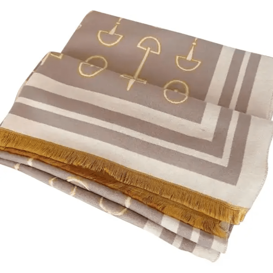 Equestrian Cashmere Scarf/ Shawl - Beige