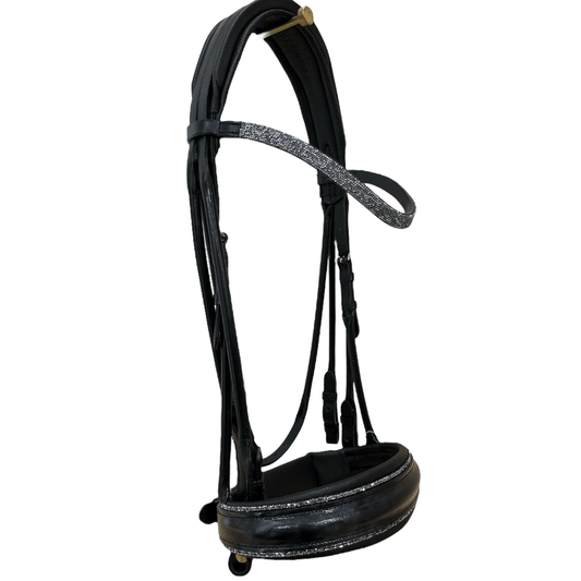 *Otto Schumacher Munchen Feel Good Rolled Double Bridle with Grey Patent Marble - Horse