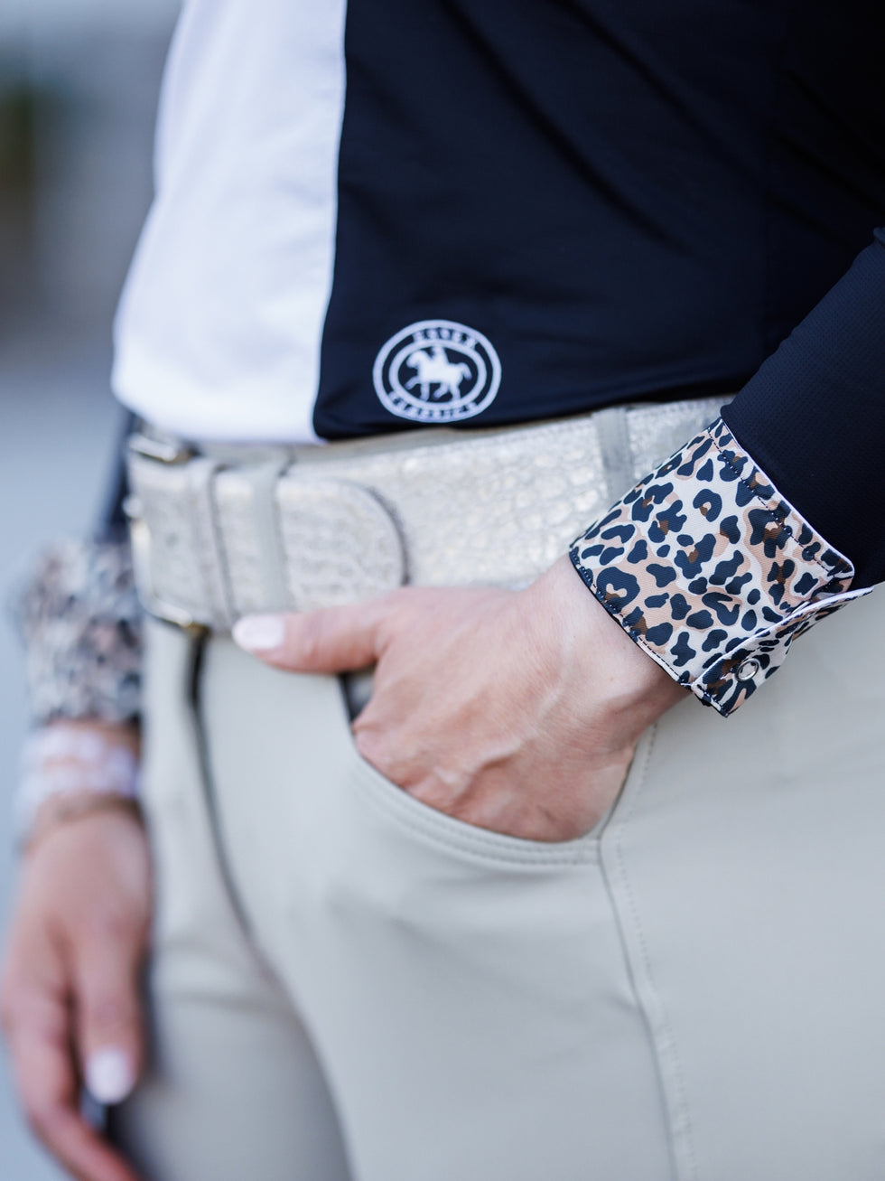 Essex Ladies Luna II Long Sleeve Show Shirt Leopard Collar