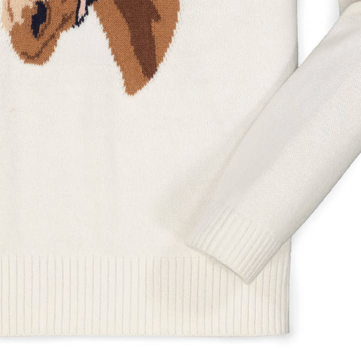 Hope & Henry Junior Horse Intarsia Pullover Sweater - Soft White