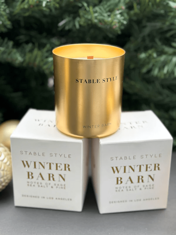 Stable Style Winter Barn Gold Candle