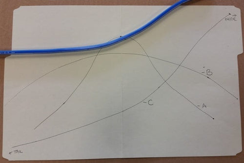 Diagram with a blue cable over intersecting lines labeled A, B, C, for illustration purposes.