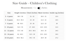Junior Size Guide