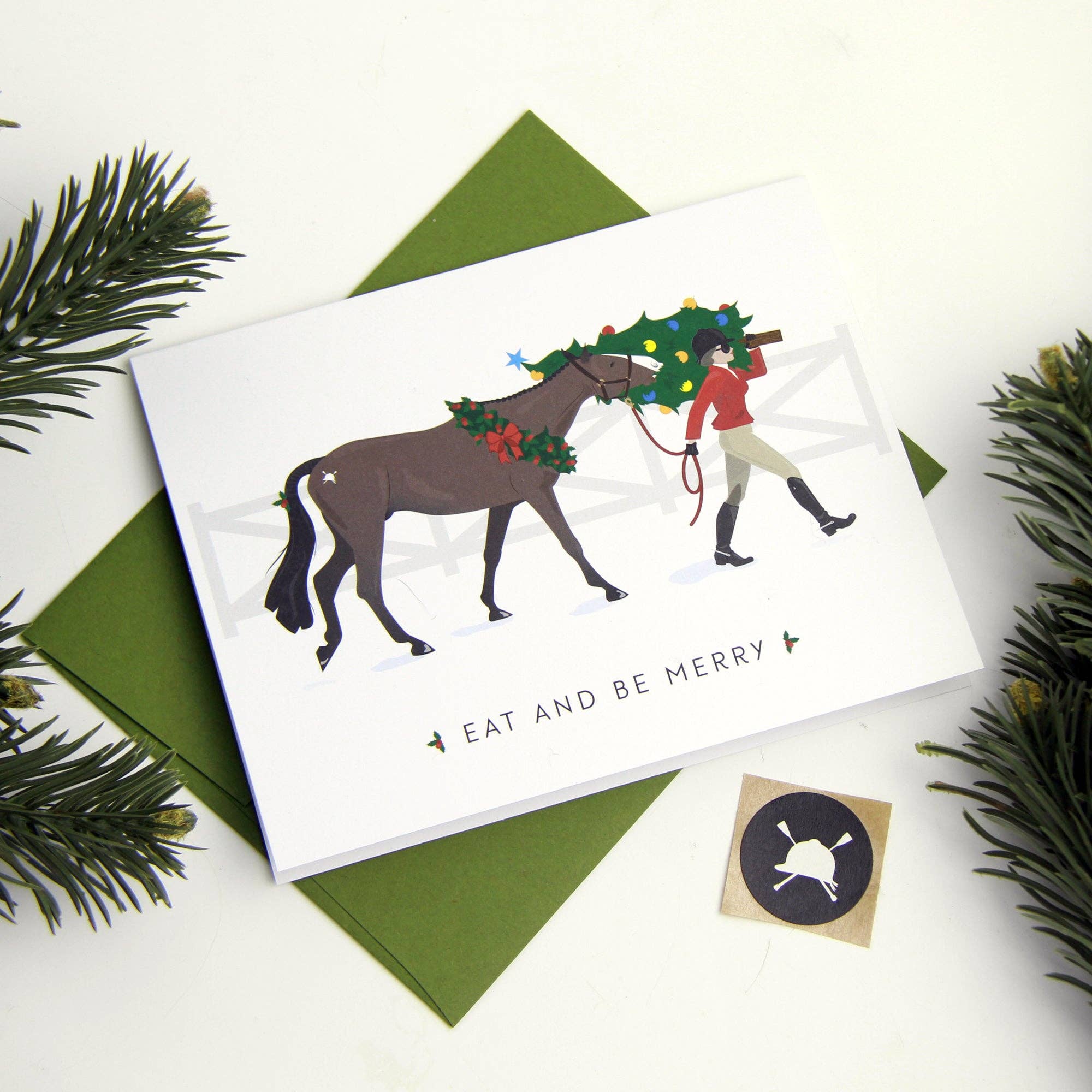 Eat & Be Merry Equestrian Christmas Card