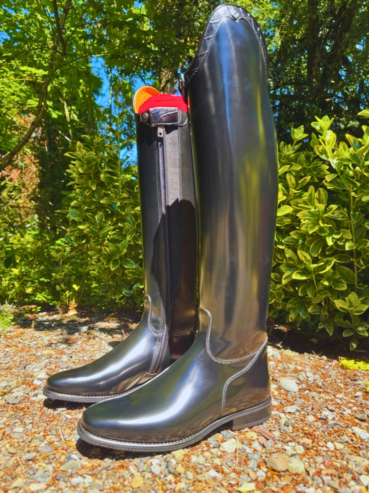 DeNiro Raffaello Dressage Boot - Brushed Black with Malibu Rondine