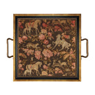 Pink and Brown Equestrian Fabric Print Decorative Tray