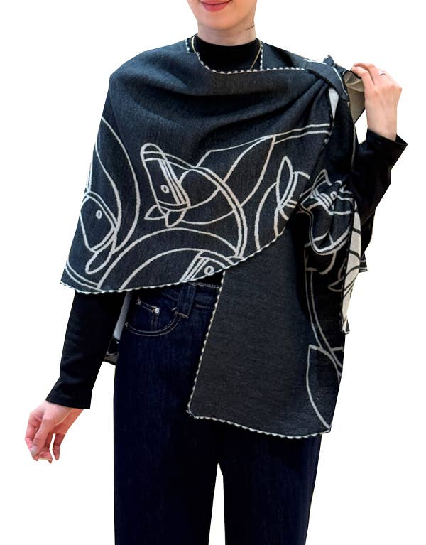 Black & White Equine Sketch Loop Wrap