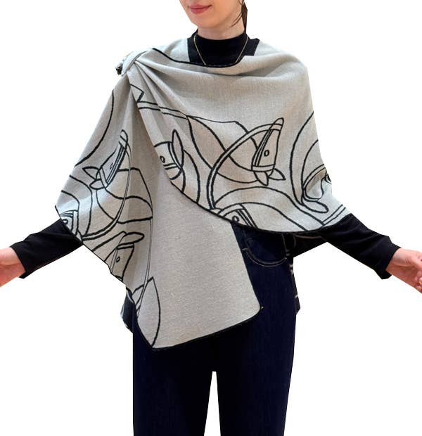 Black & White Equine Sketch Loop Wrap