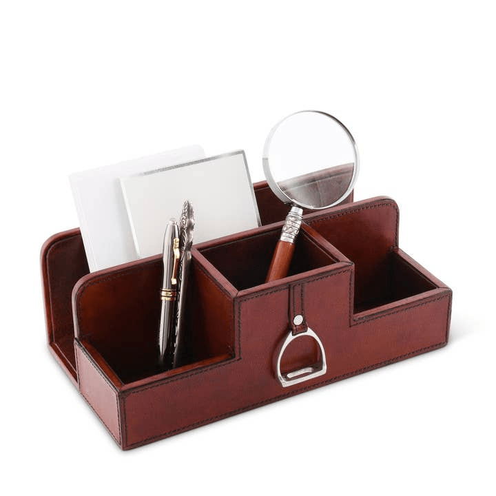 Leather Stirrup Desk Organizer