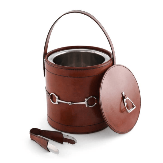 Leather Bit Lidded Ice Bucket