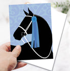 Black Horse with Blue Ribbon Thank You Card