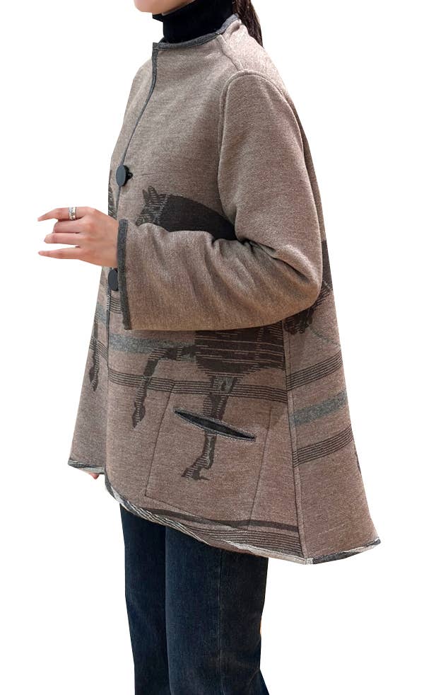 Brown Horse Corral Asymmetric Travel Coat