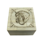 Horse Head Scrimshaw Etched Bone Box