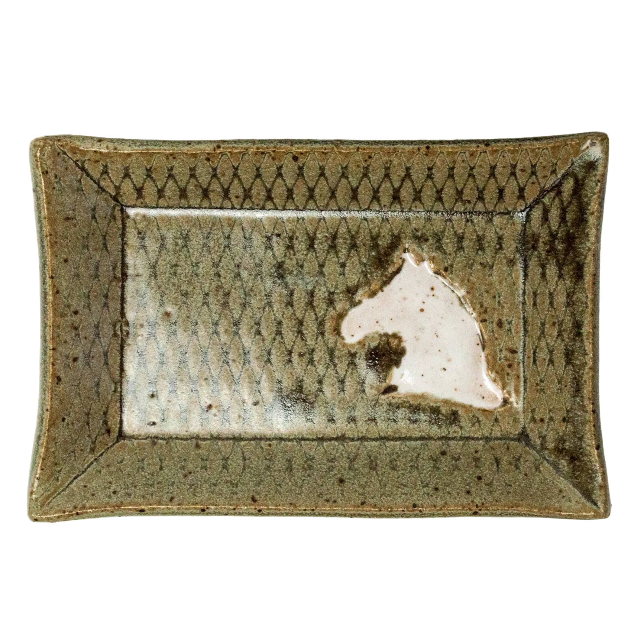 White Horse Handmade Ceramic Gray Trinket Dish