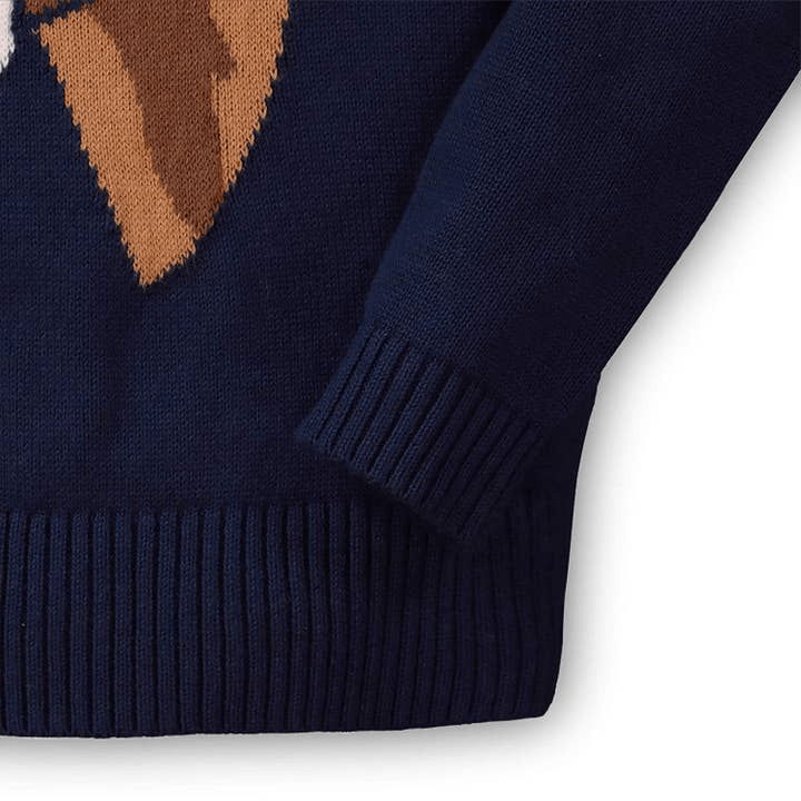 Hope & Henry Junior Horse Intarsia Pullover Sweater - Navy