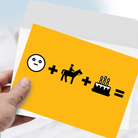 Birthday Card Frown Face + Riding + Bday Cake =