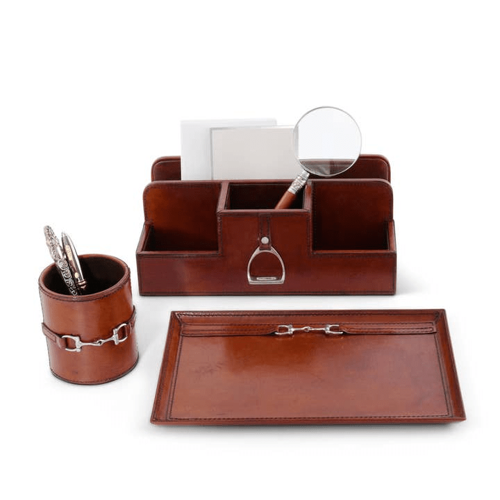 Leather Stirrup Desk Organizer