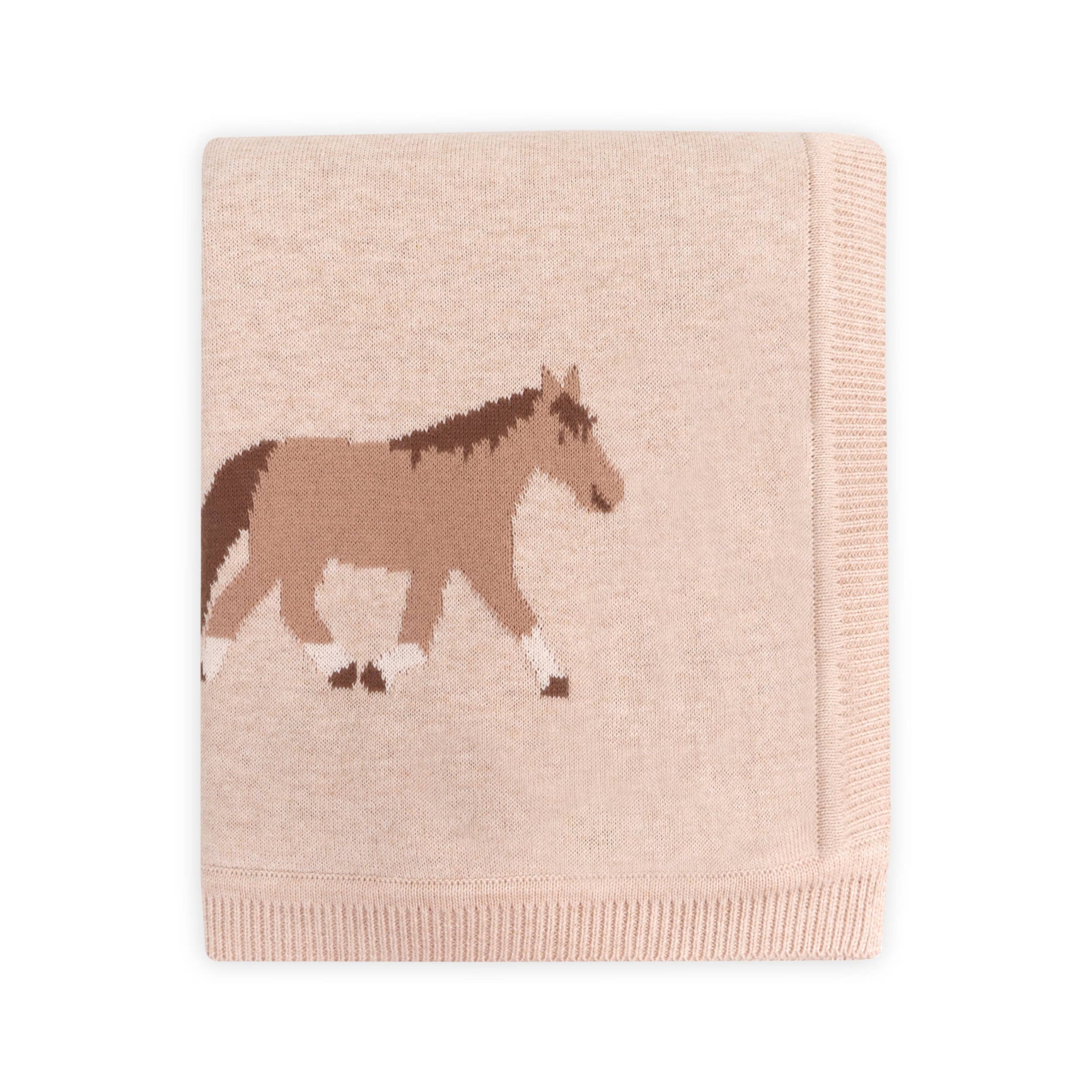 Pony Snuggles Organic Cotton Jacquard Knit Baby Blanket