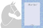 Black Horse with Blue Ribbon Thank You Card