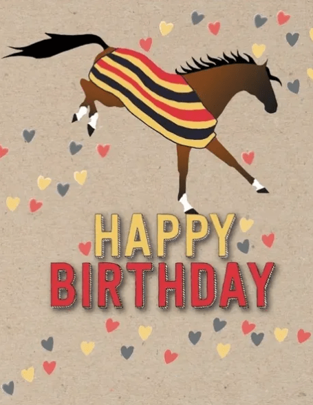 Birthday Card - Bucking Horse in Blanket