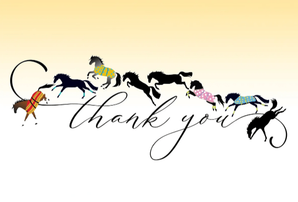 Thank You Card - Yellow Galloping Horses