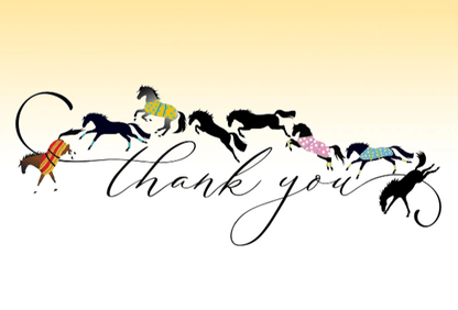 Thank You Card - Yellow Galloping Horses