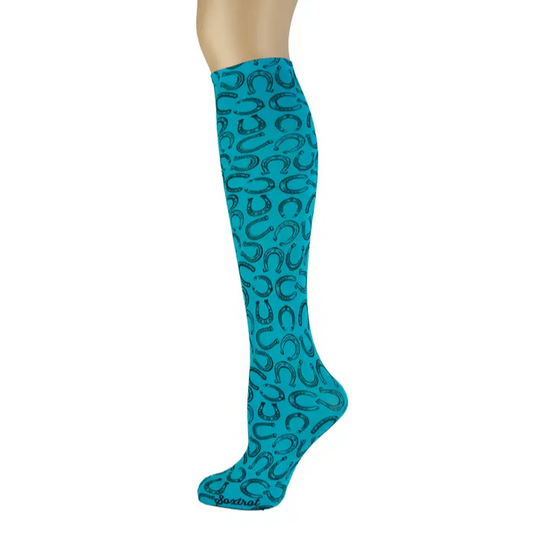 Soxtrot Socks - Turquoise Horseshoes