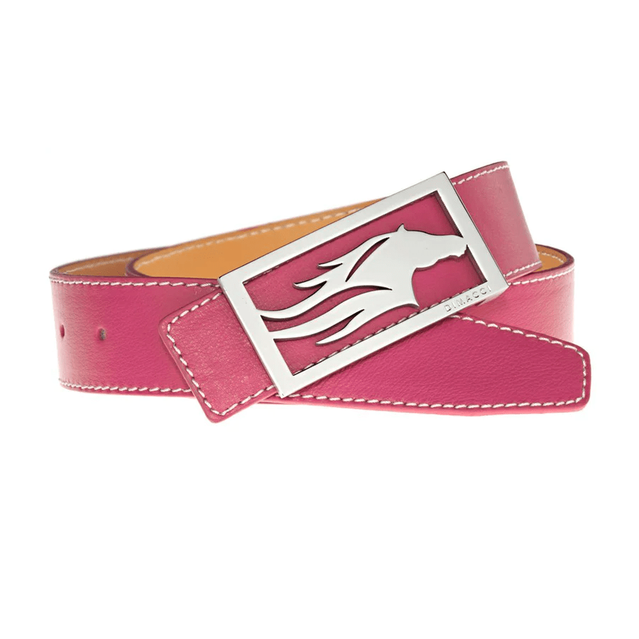 Dimacci Horse Head Buckle Belt - Pink & Silver - 3.5cm