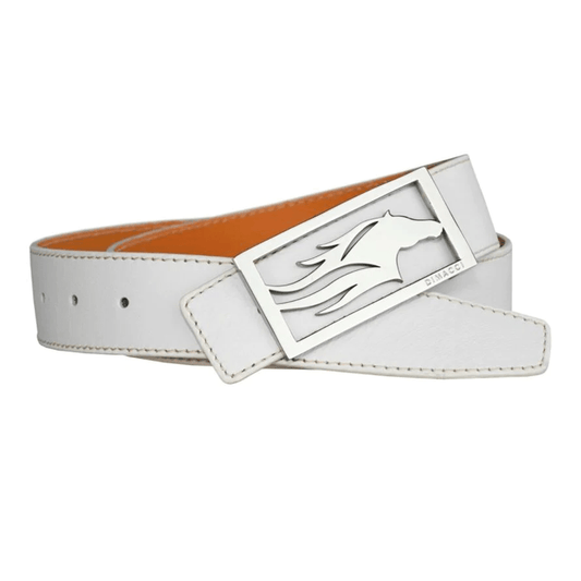 Dimacci Horse Head Buckle Belt - White & Silver - 3.5cm